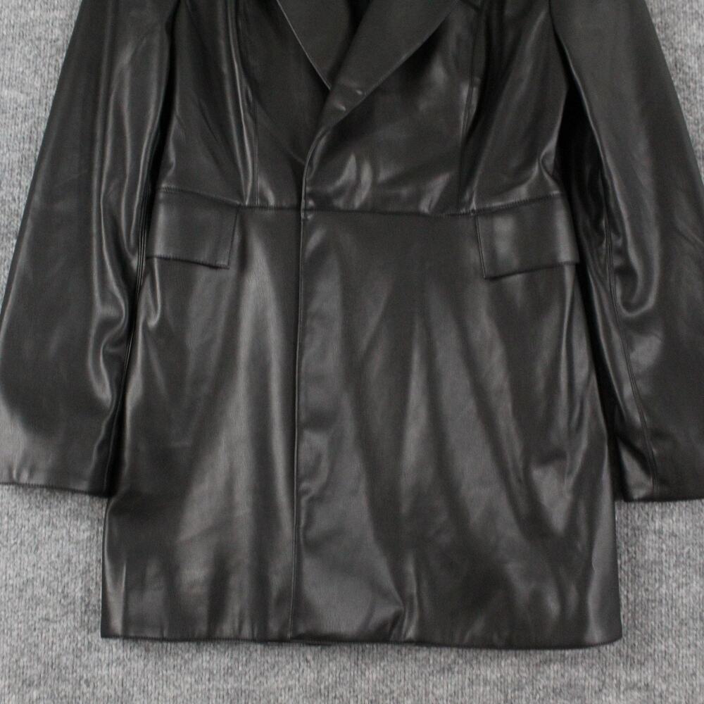 Khy x Namilia Dress Large Black Faux Leather Blazer Mini Chic Trench Night Out - Picture 7 of 14